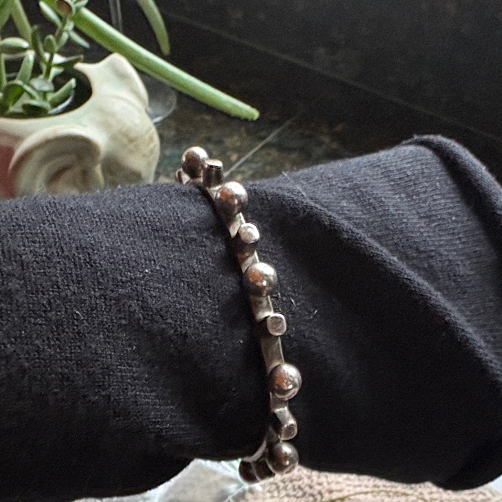 Solid Sterling Silver Oval Bangle Bracelet With S… - image 8